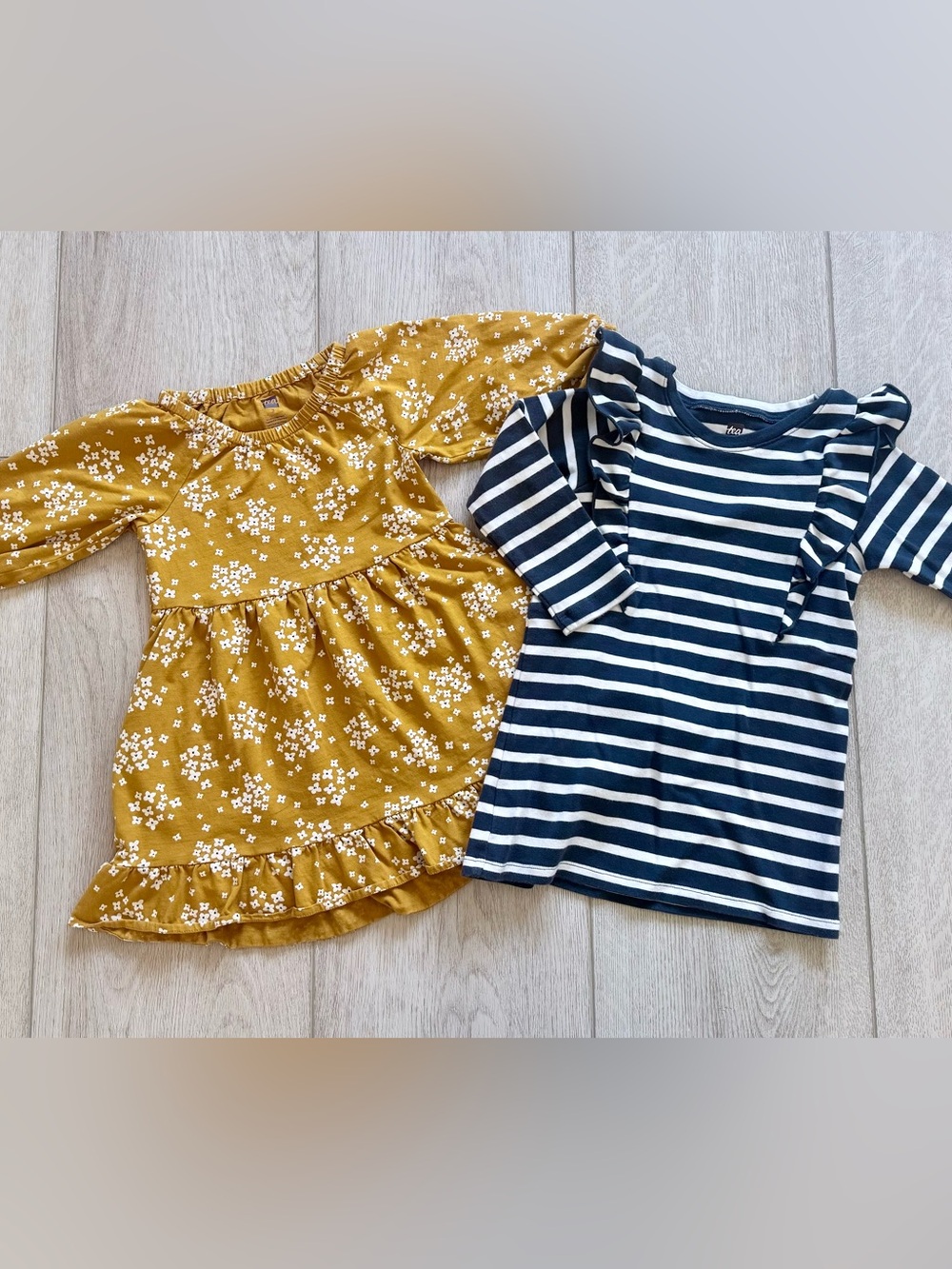 Tea Collection Girls Dress Bundle Size 3 Floral Stripe Ruffle 2 Pc